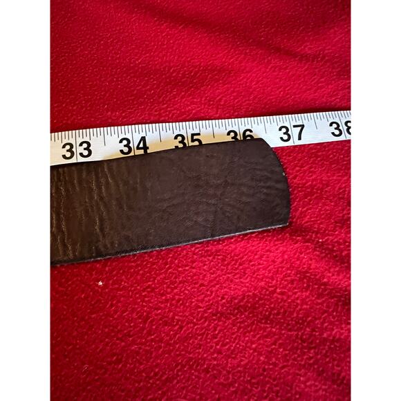 vintage brown soft leather belt brass tone metal bulls eye target buckle - Picture 8 of 9